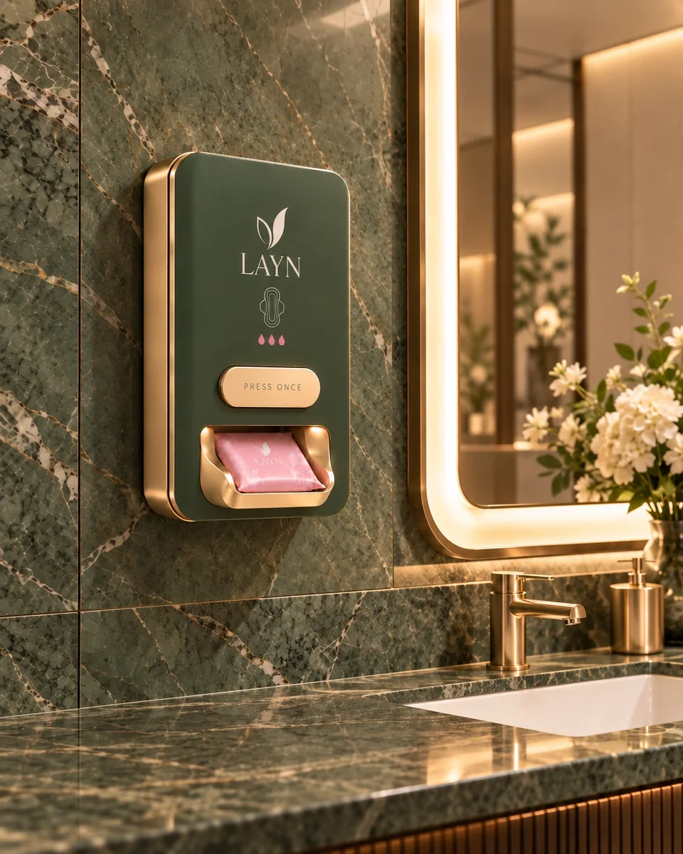 LAYN BOX in Sage on a green marble wall